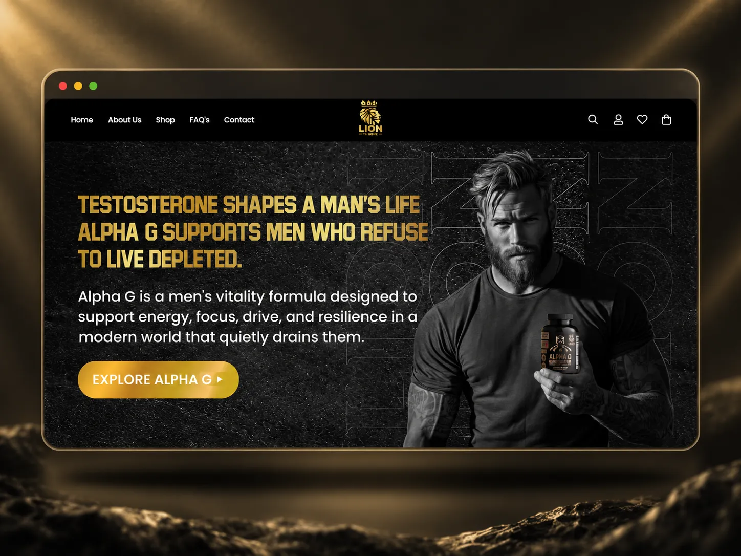 Lion Throne Essentials — Bold Men’s Wellness eCommerce Experience